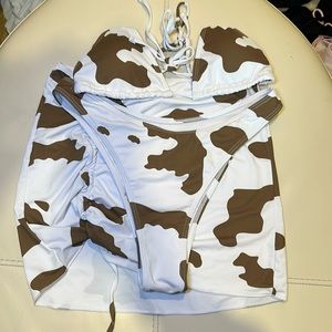 3 pc SHEIN cow print bathing suit